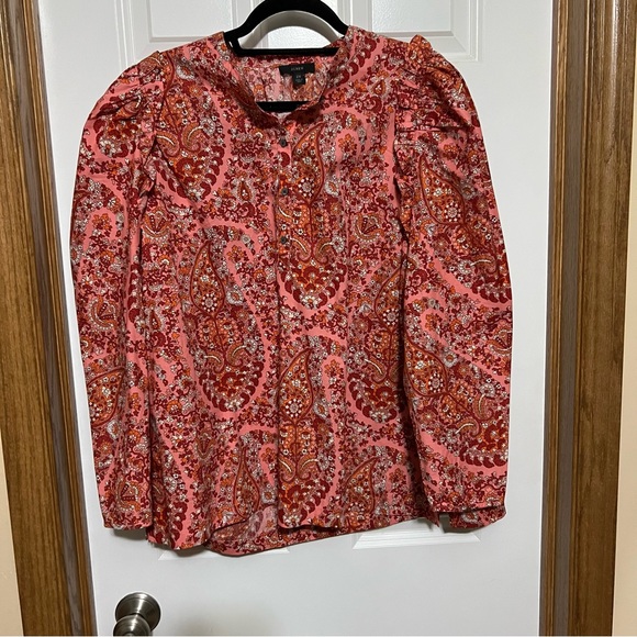 J. Crew NWT- Puff Sleeve Top in Paisley Women's Size 2XL - Picture 2 of 7